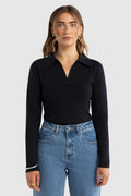 Kingston Knit Polo Top - Black