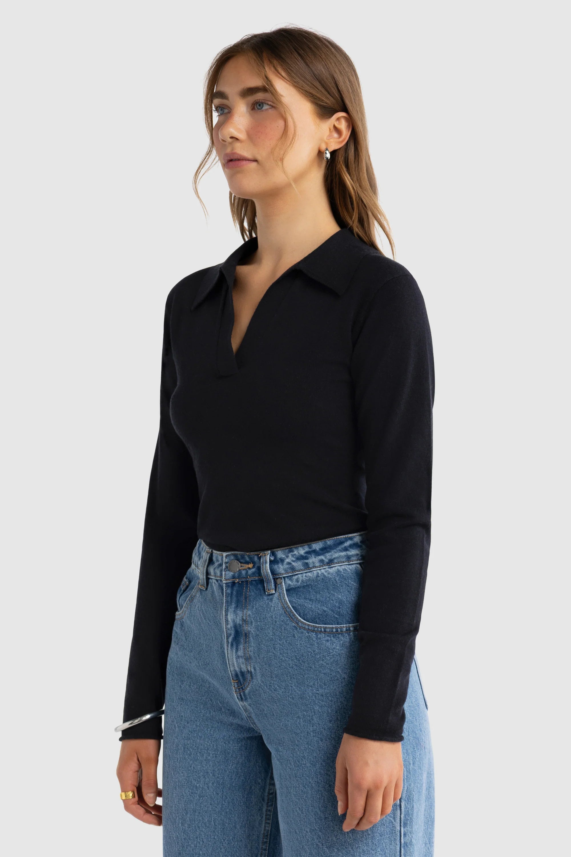 Kingston Knit Polo Top - Black