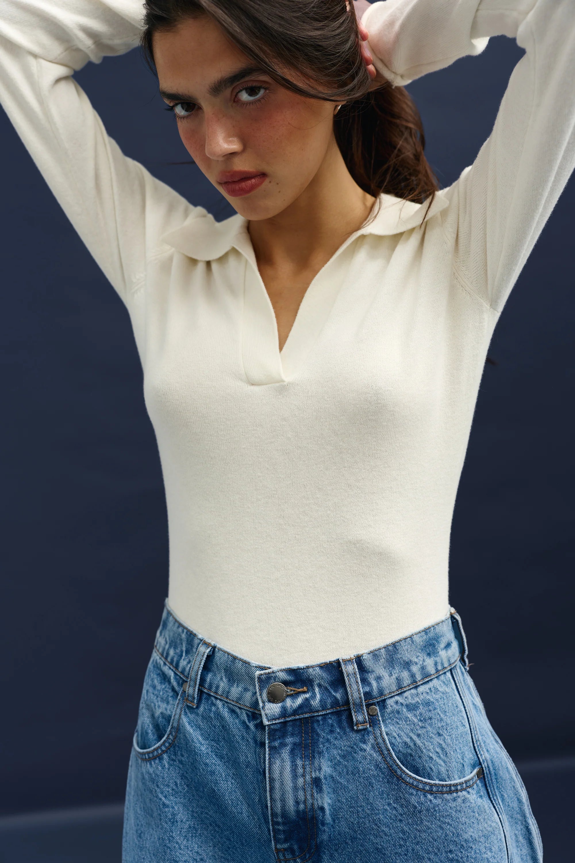 Kingston Knit Polo Top - White