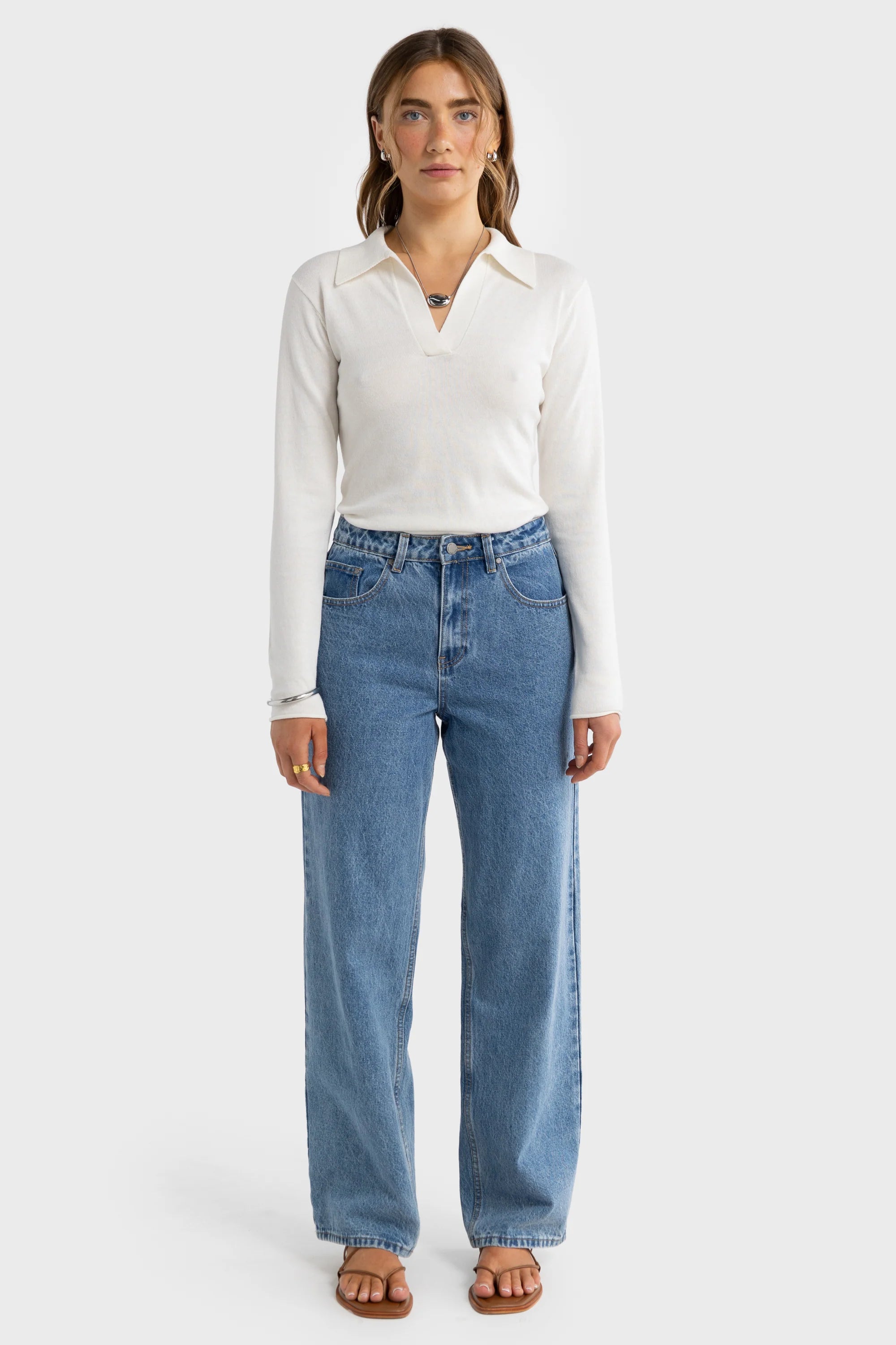 Kingston Knit Polo Top - White