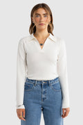Kingston Knit Polo Top - White