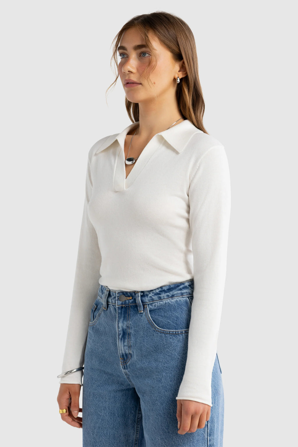 Kingston Knit Polo Top - White