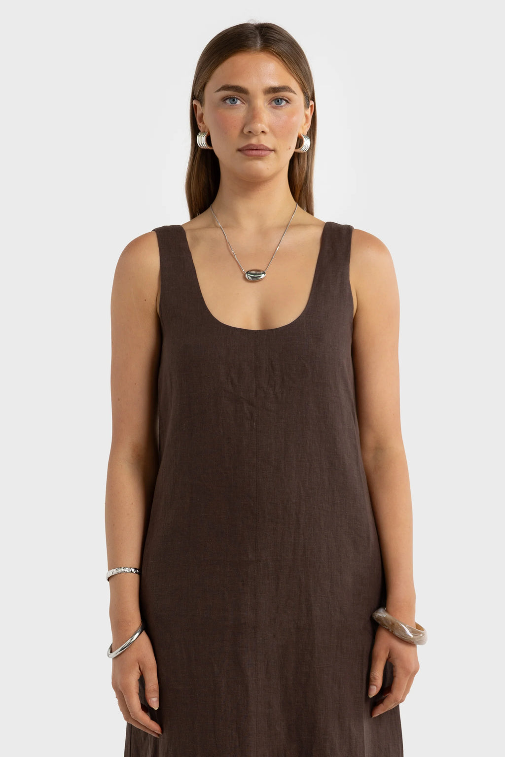 Nora Linen Midi Dress - Carob