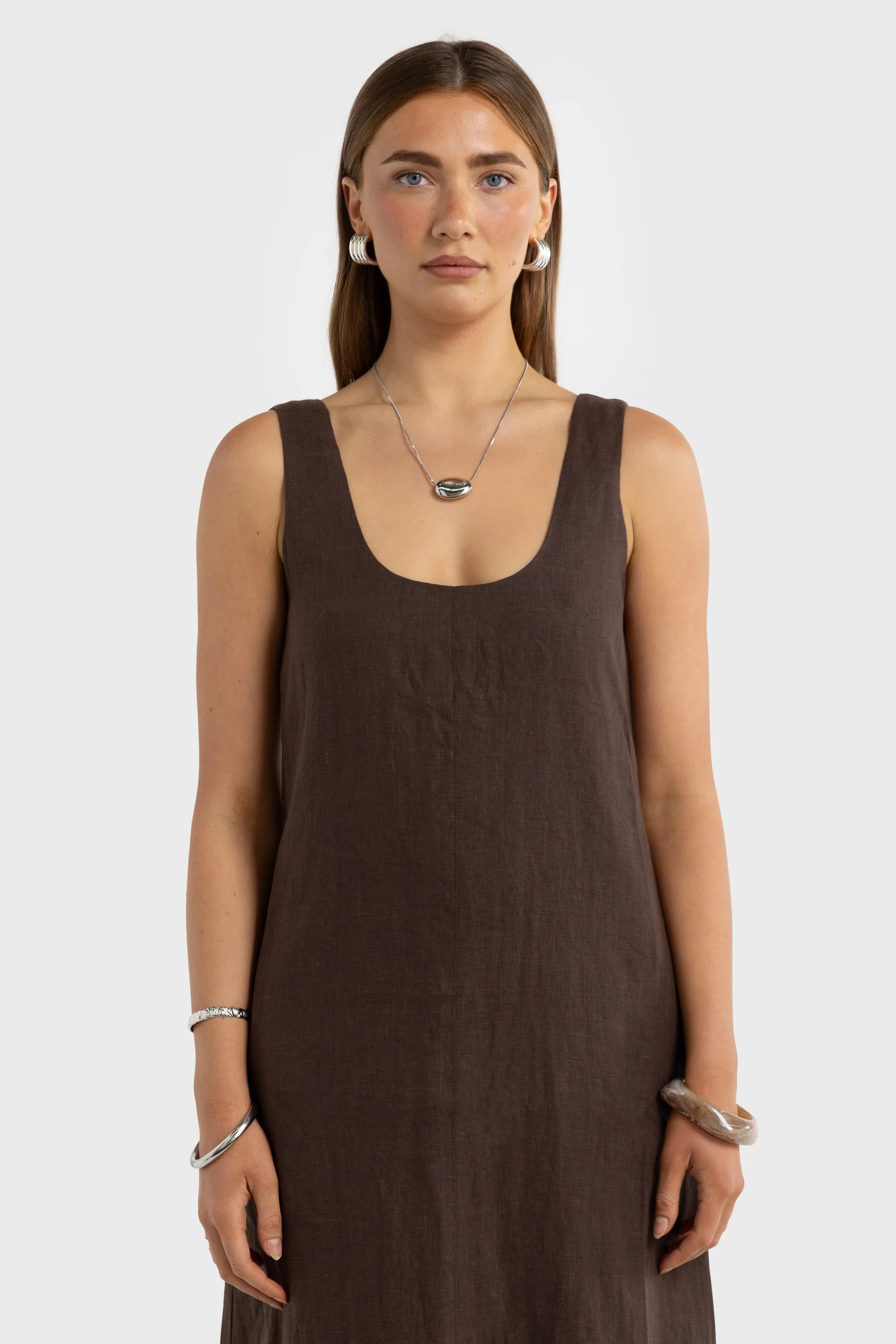 Nora Linen Midi Dress - Carob