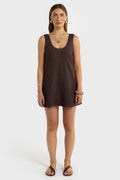 Nora Linen Mini Dress - Carob