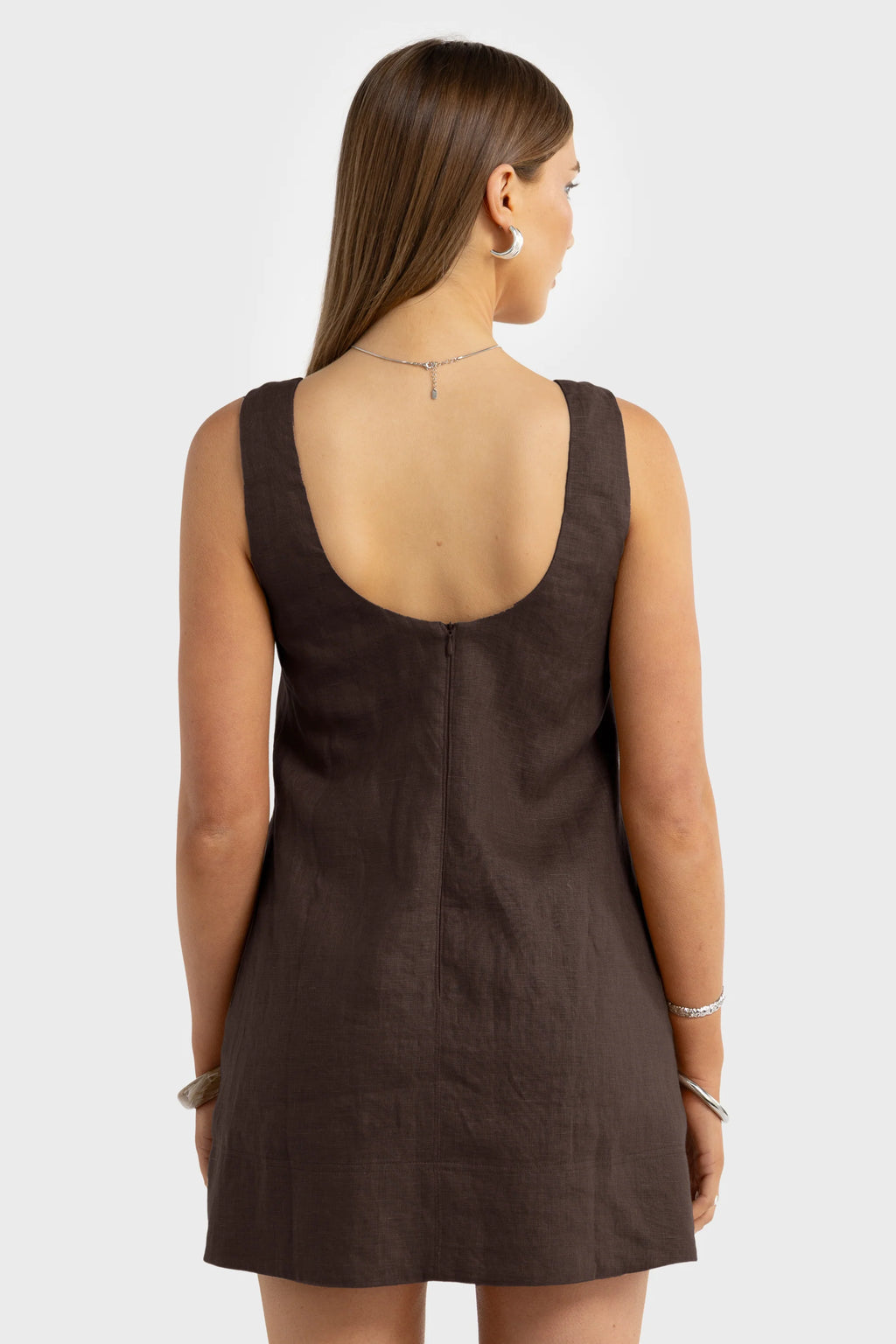 Nora Linen Mini Dress - Carob