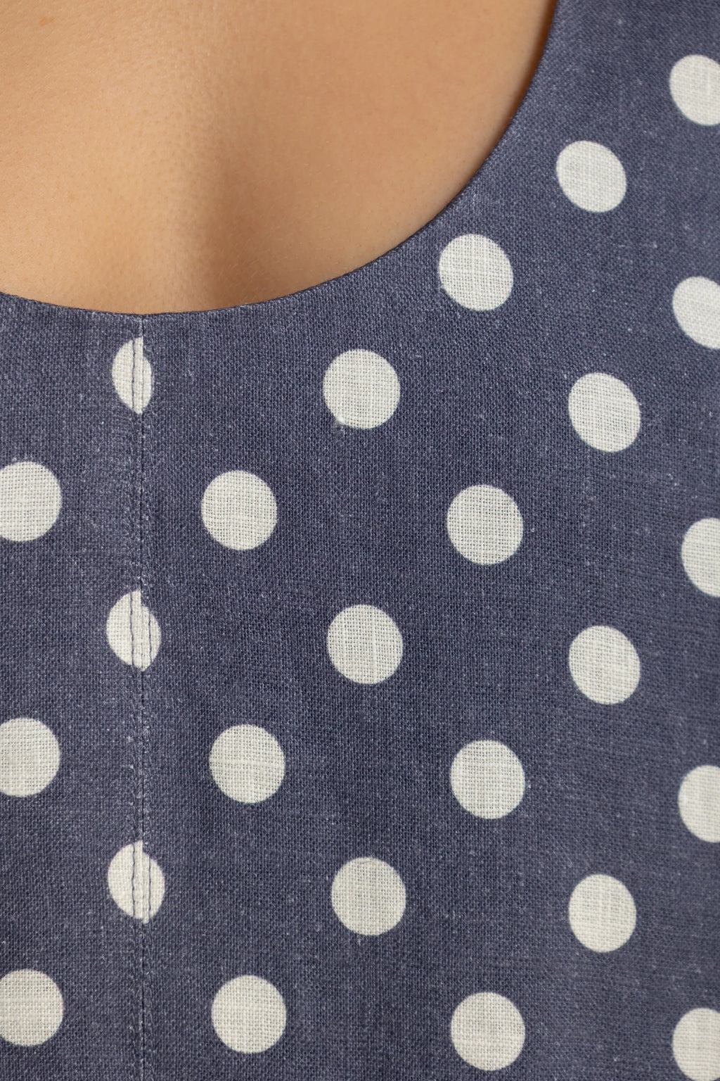 Nora Linen Mini Dress - Harbour Blue Polkadot