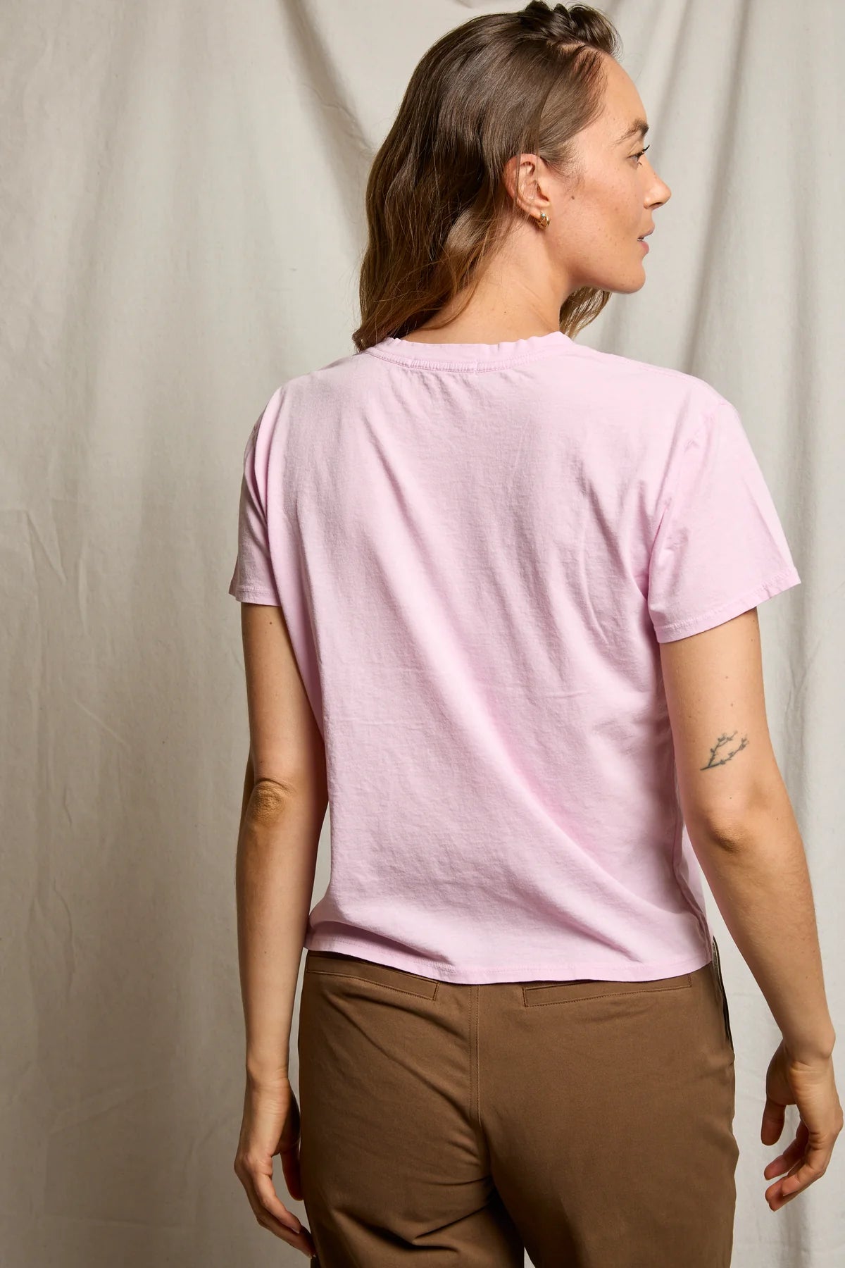 Harley Cotton Boxy Crew Tee - Sugar Pink