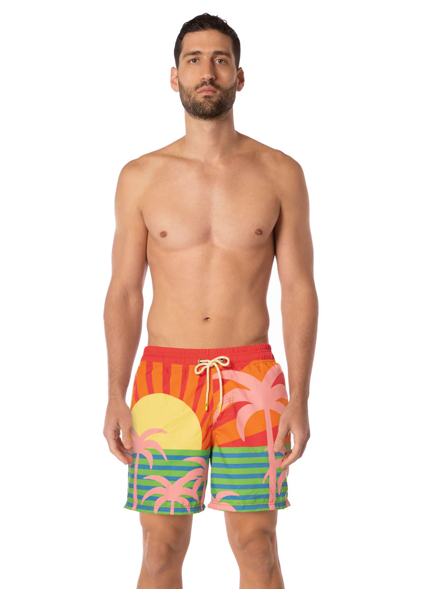 Jungle Sway Sailor Trunks - Open Red