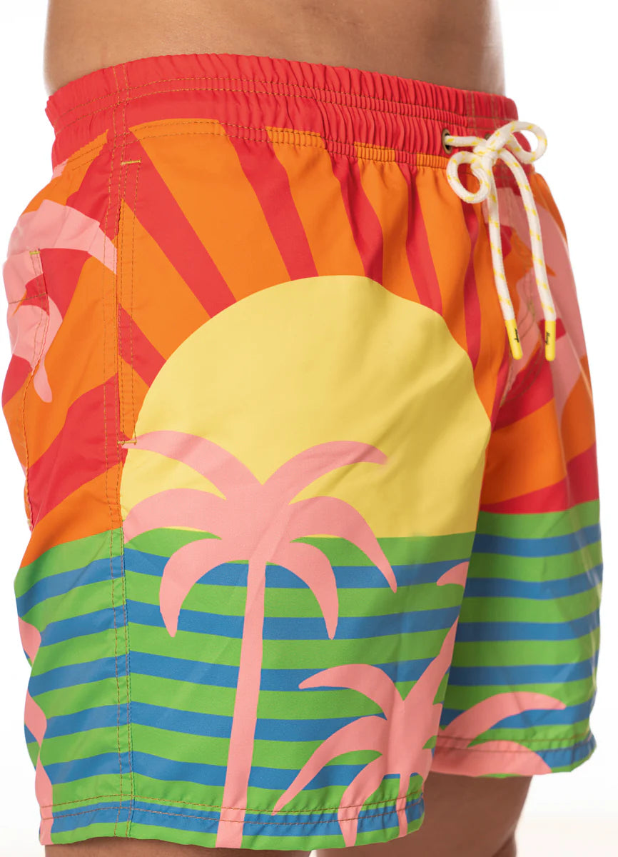 Jungle Sway Sailor Trunks - Open Red