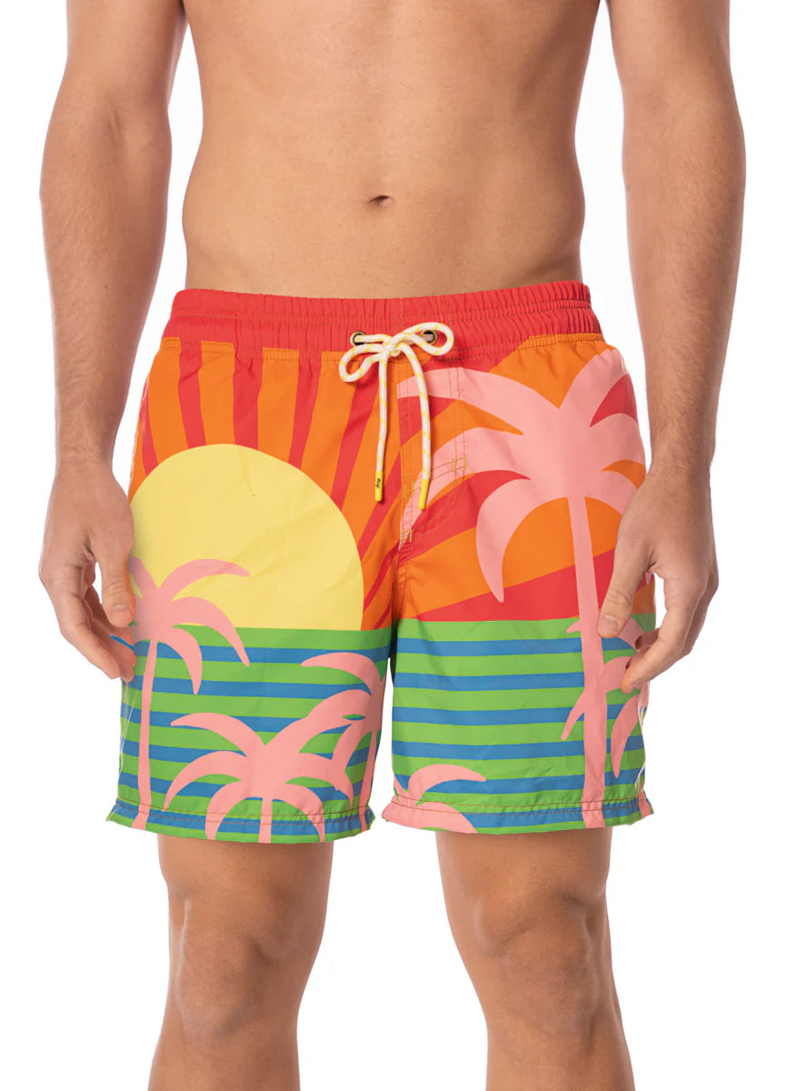 Jungle Sway Sailor Trunks - Open Red