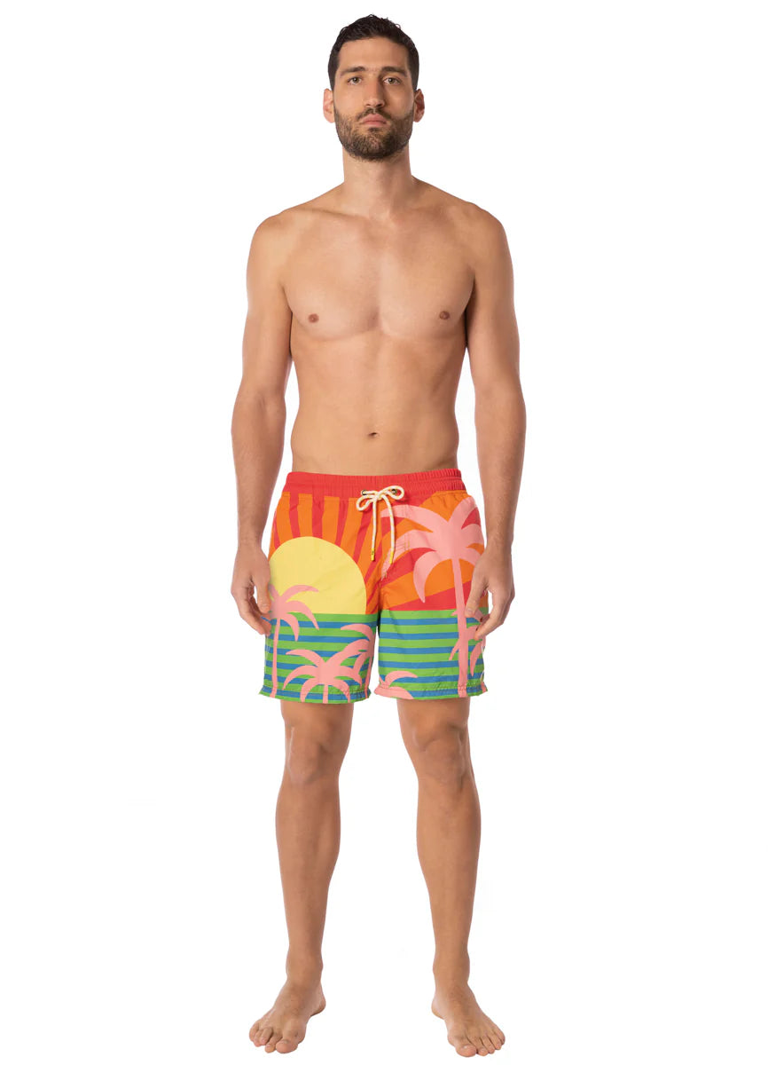 Jungle Sway Sailor Trunks - Open Red