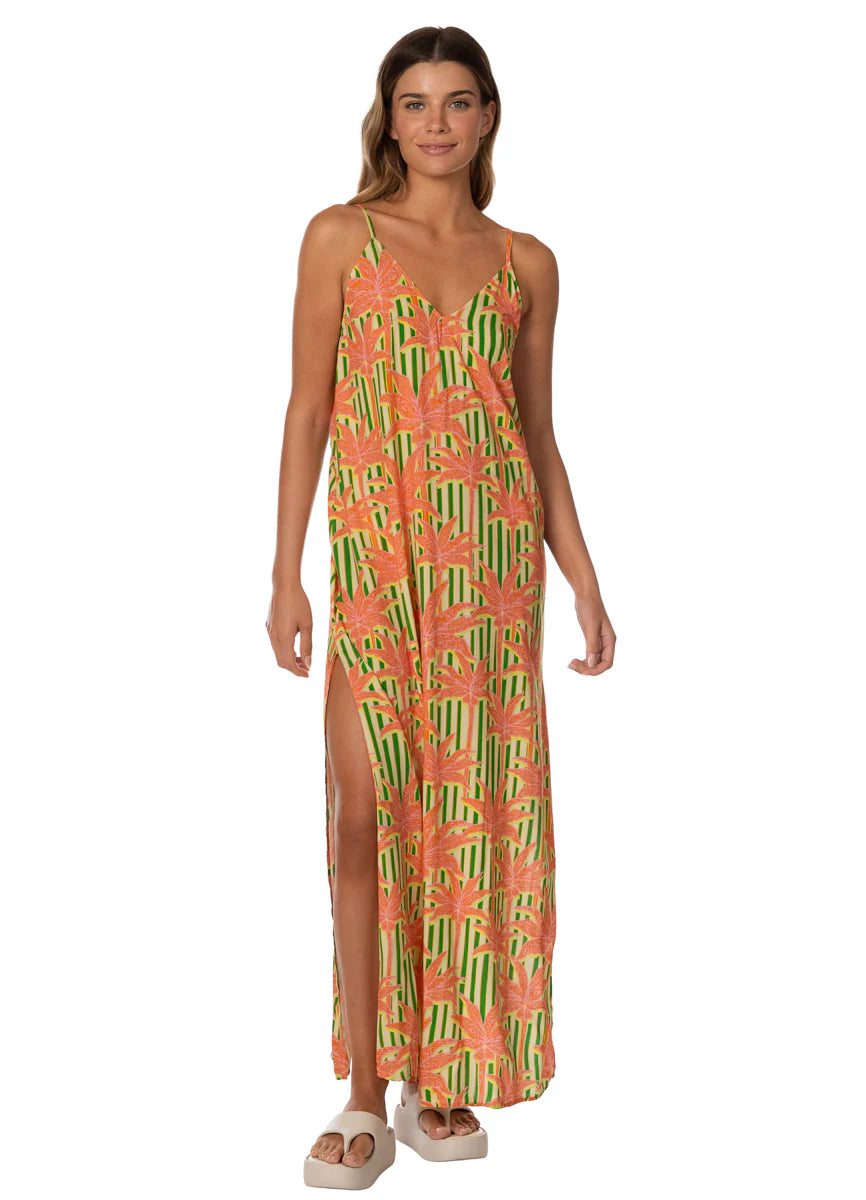 Blooming Stripes Debbie Dress - Open Green
