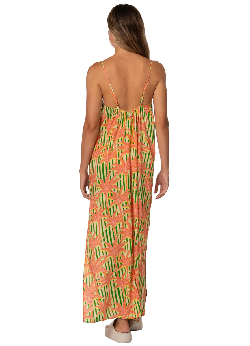 Blooming Stripes Debbie Dress - Open Green