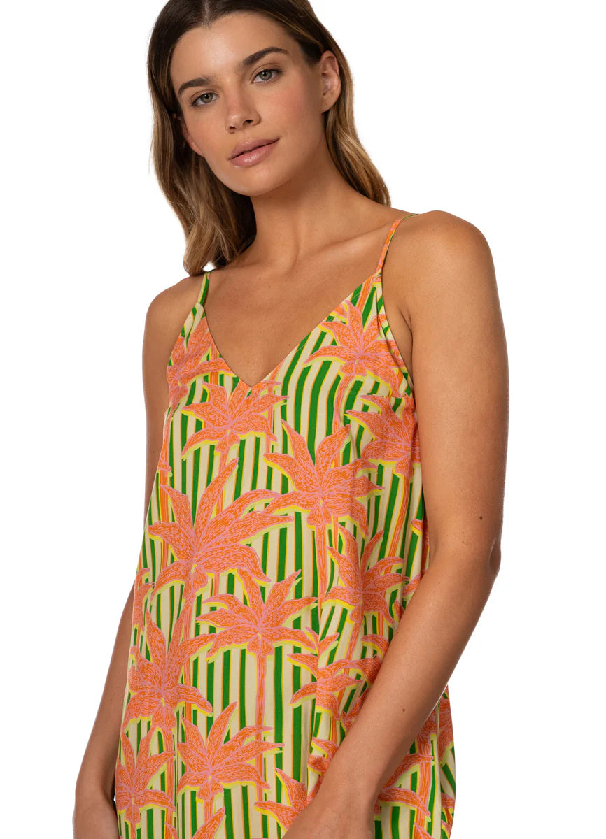 Blooming Stripes Debbie Dress - Open Green