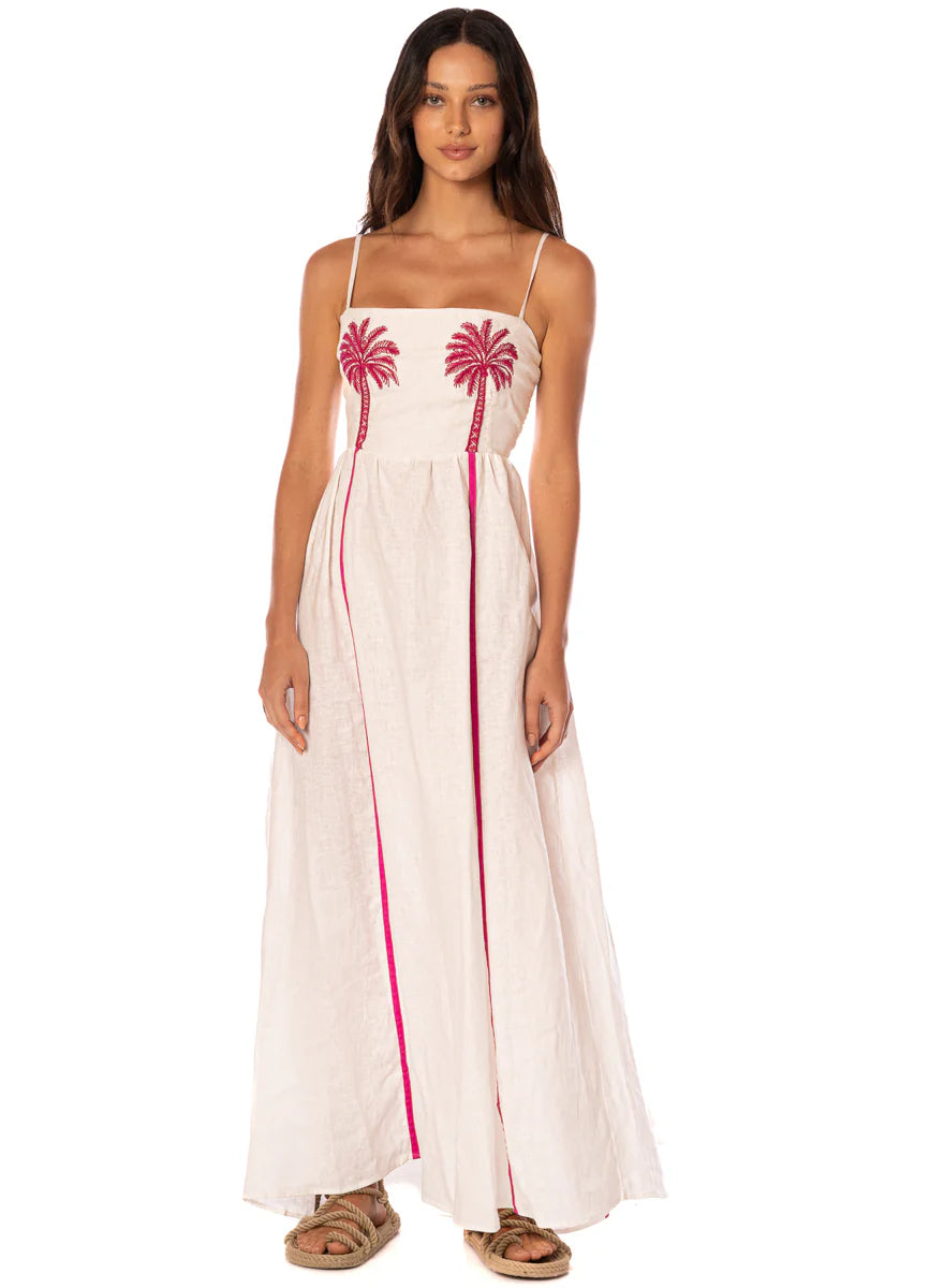 Tropical Haven Ela Dress - Open Beige