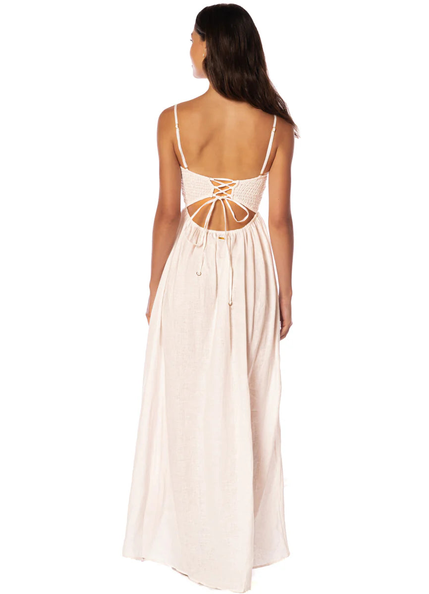 Tropical Haven Ela Dress - Open Beige