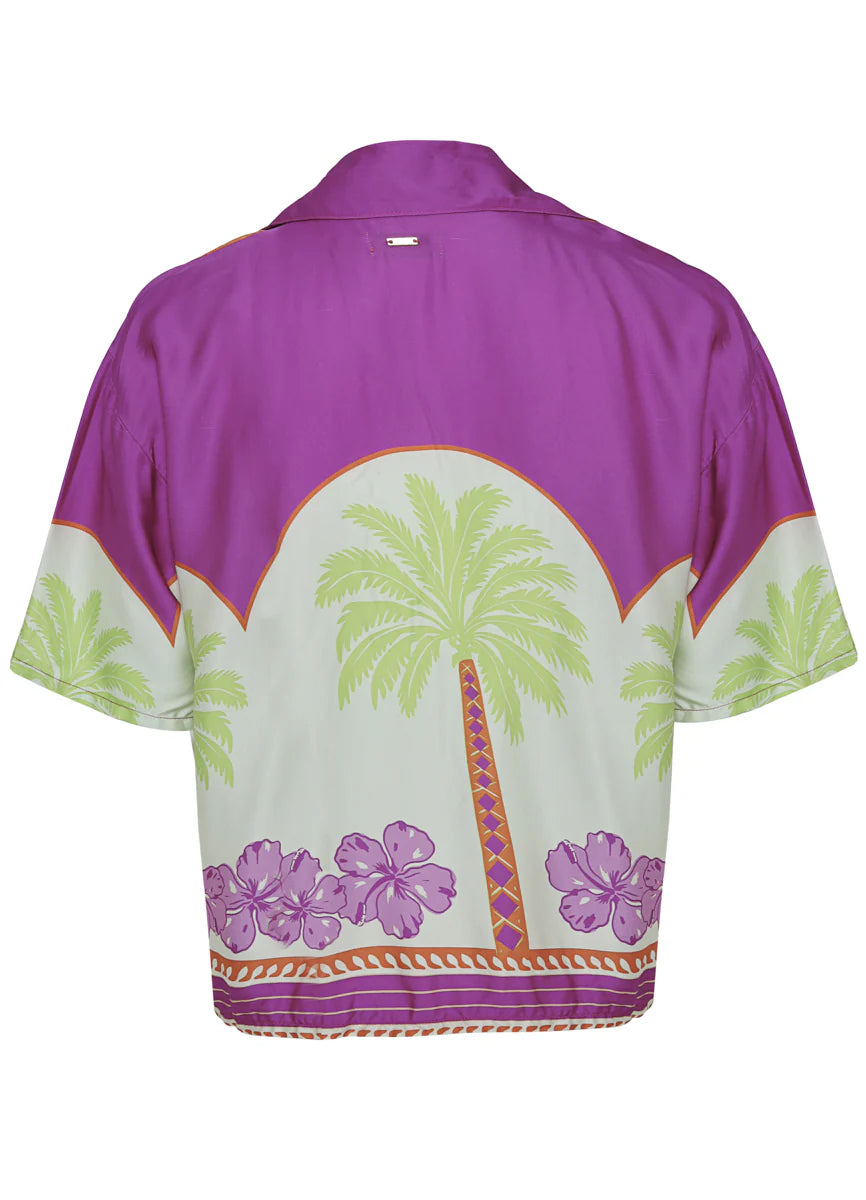Moroccan Palm Octavia Shirt - Bright Purple