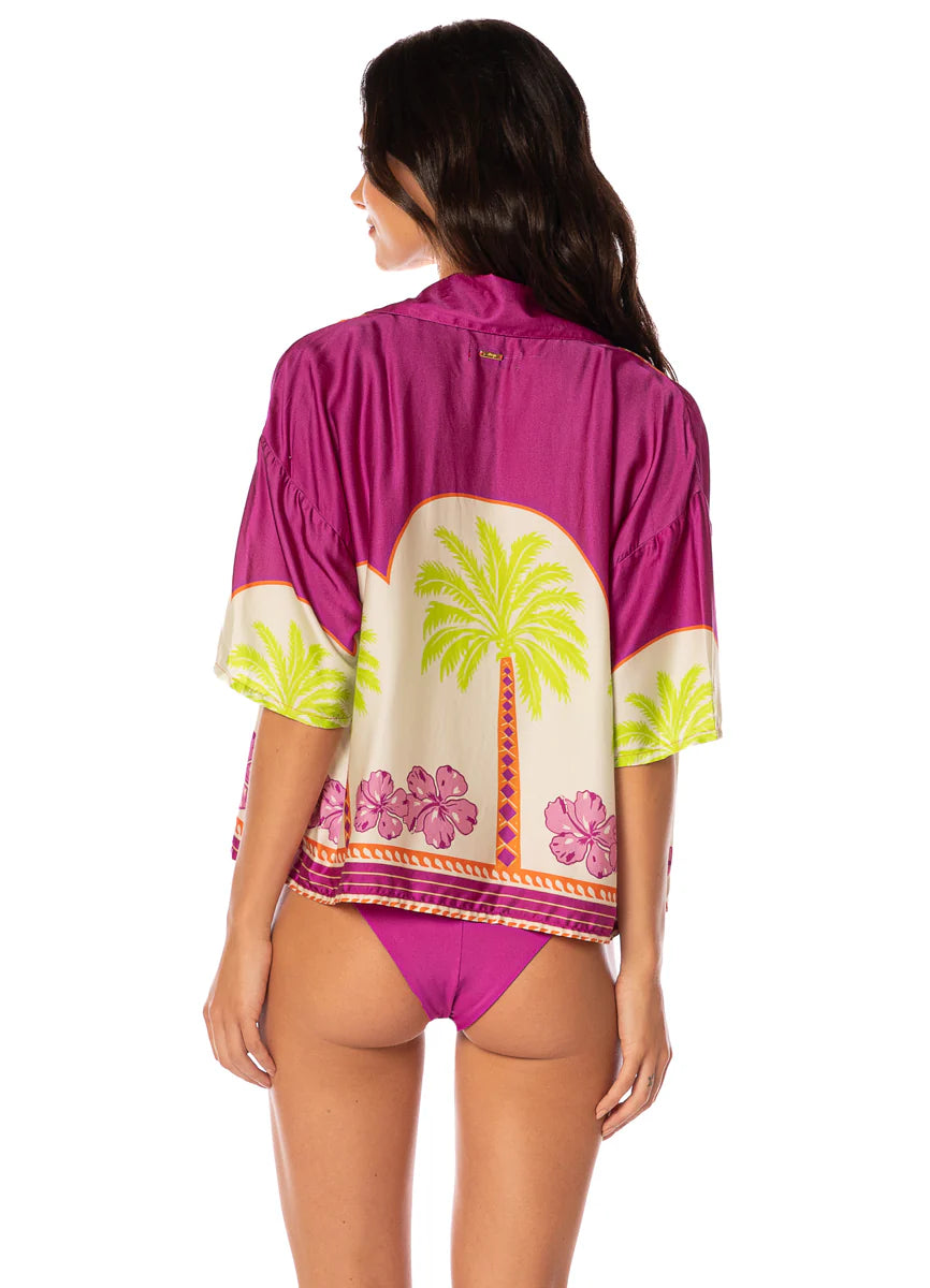 Moroccan Palm Octavia Shirt - Bright Purple
