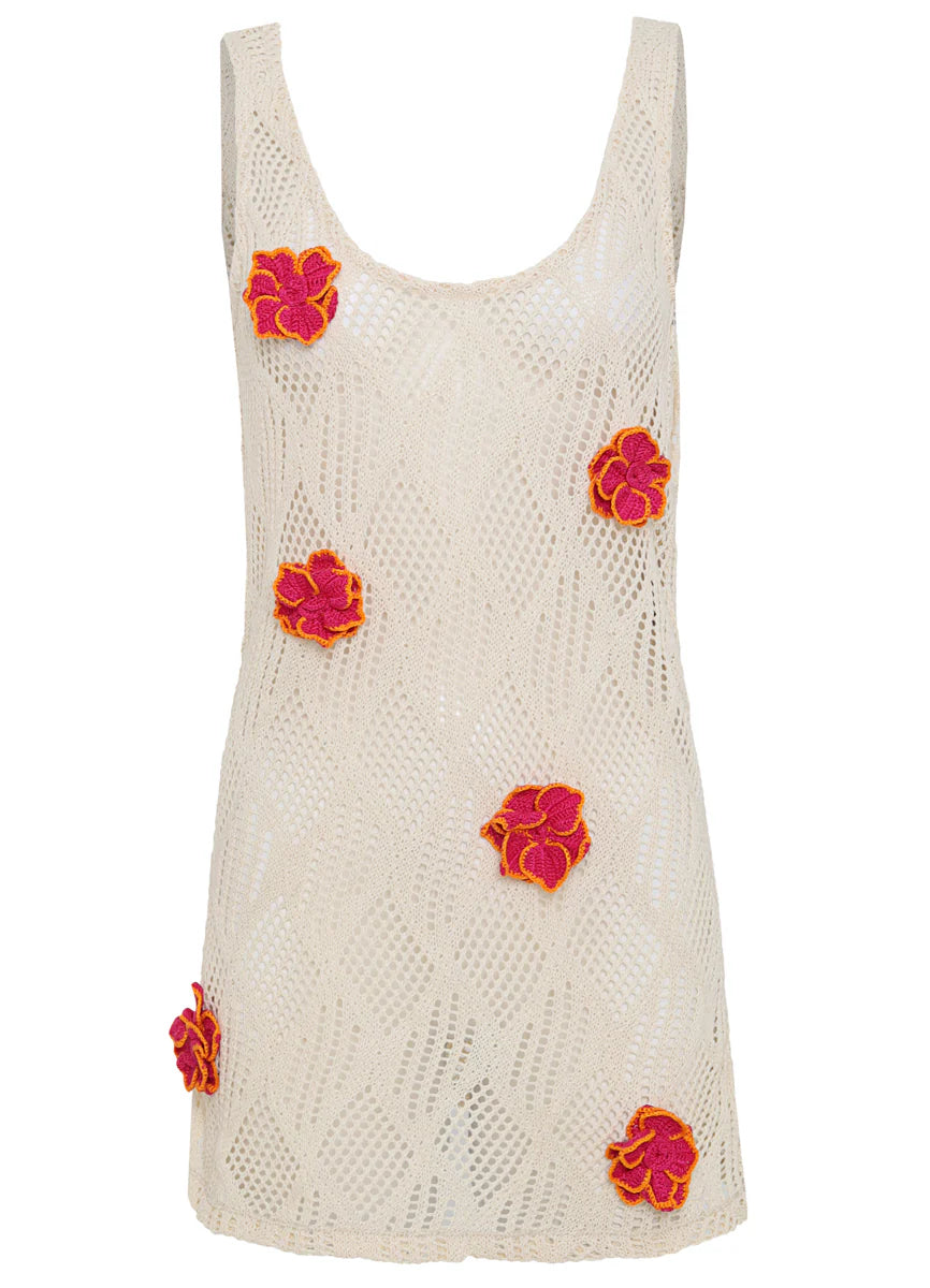 Woven Garden Vacay Dress - Light Beige