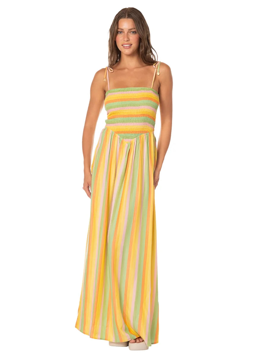 Rhythmic Lines Felicia Dress - Open Yellow