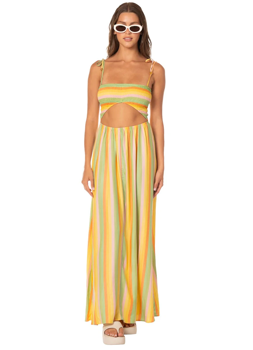 Rhythmic Lines Felicia Dress - Open Yellow