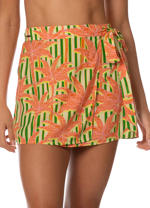 Blooming Stripes Dara Skirt - Open Green