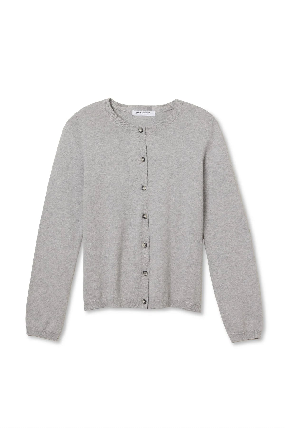 Moira Cotton Cashmere Fitted Cardigan Sweater - Heather Grey
