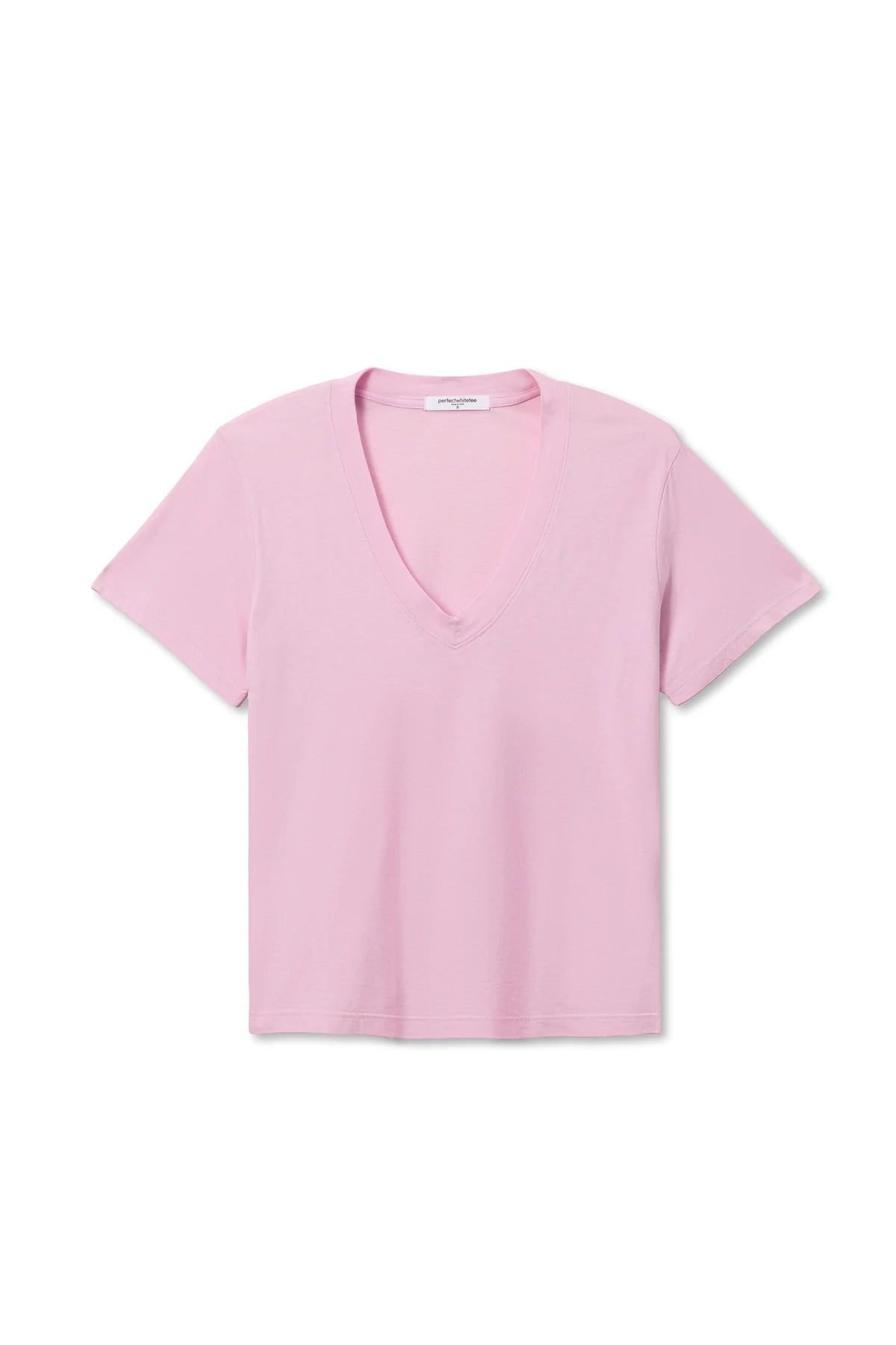 Hendrix Cotton Boxy V Neck Tee - Sugar Pink
