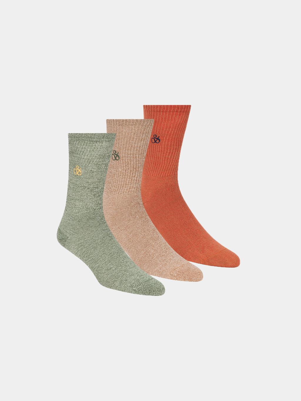 3Pk Mens Non Terry Ribbed Crew - Green