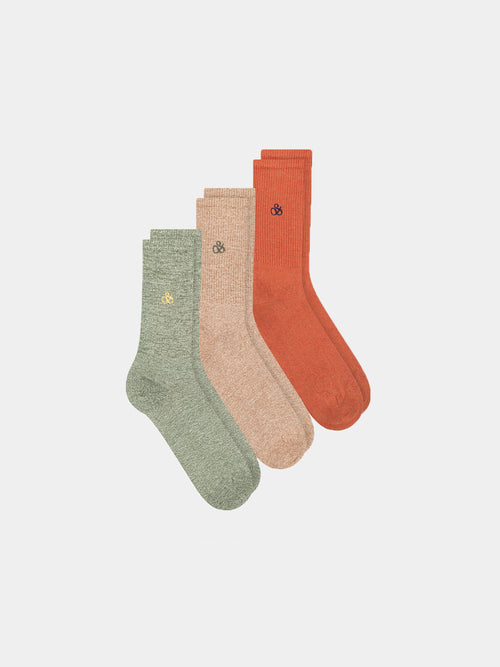 3Pk Mens Non Terry Ribbed Crew - Green