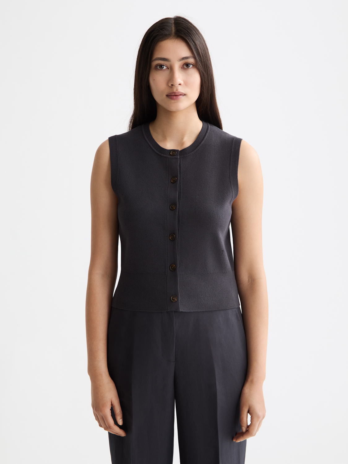 Knitted spencer top - Charcoal Art