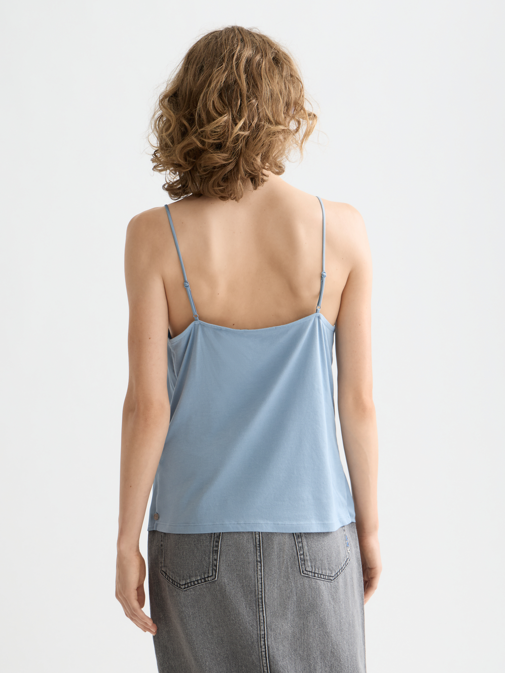 Jersey woven tank - Faded Denim