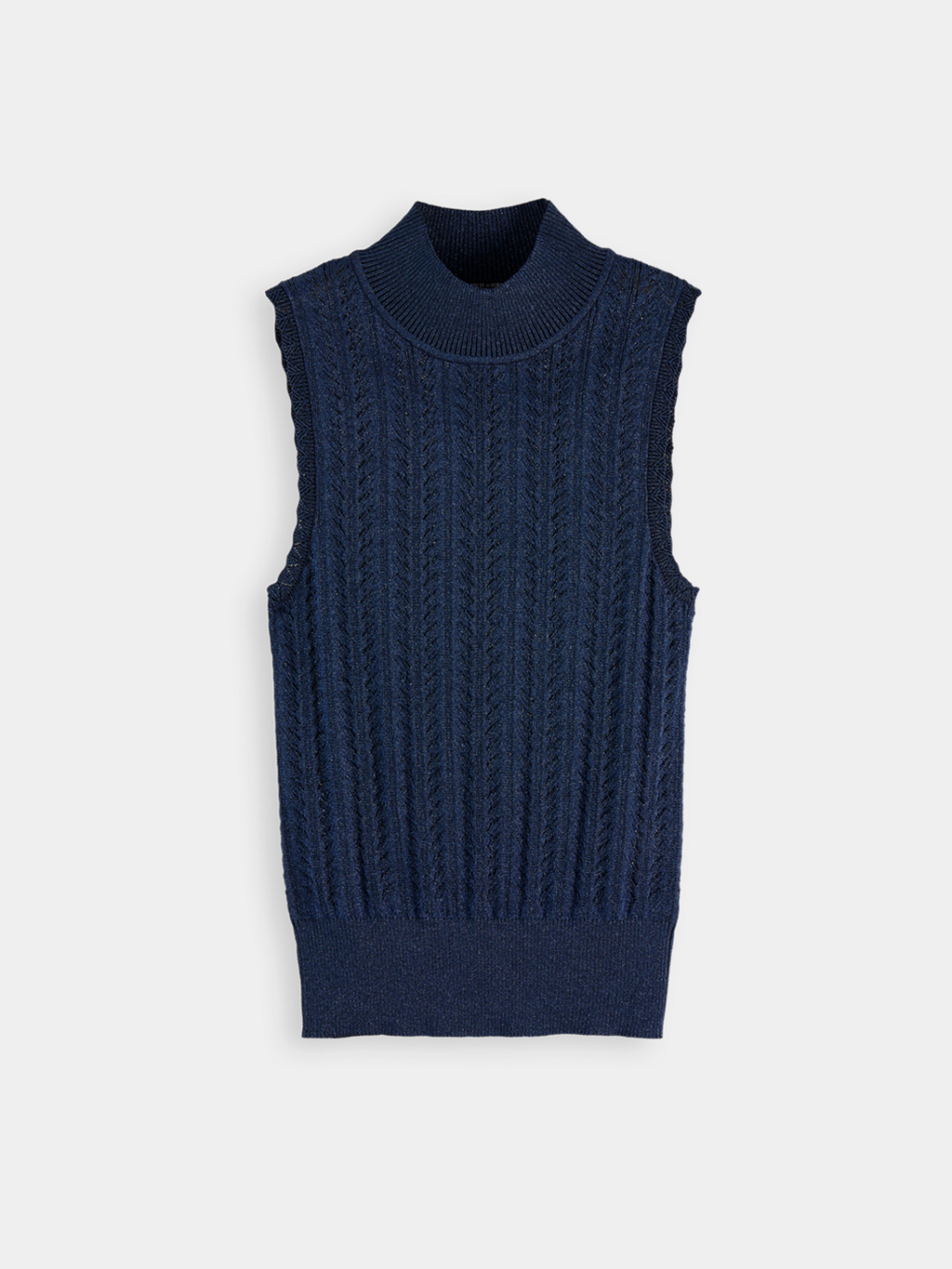 Metallic pointelle tank - Meteorite/Peacoat Metallic