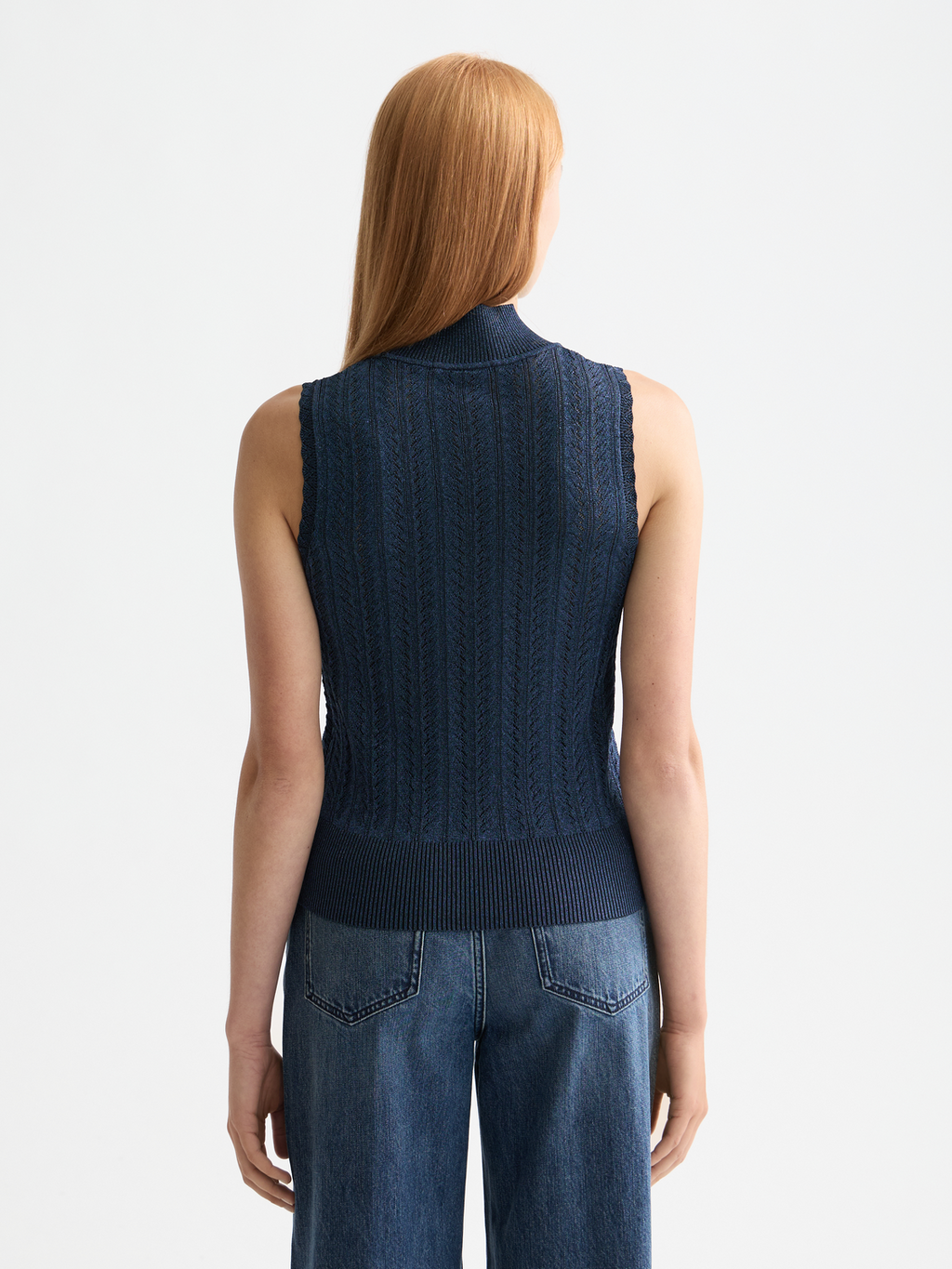 Metallic pointelle tank - Meteorite/Peacoat Metallic