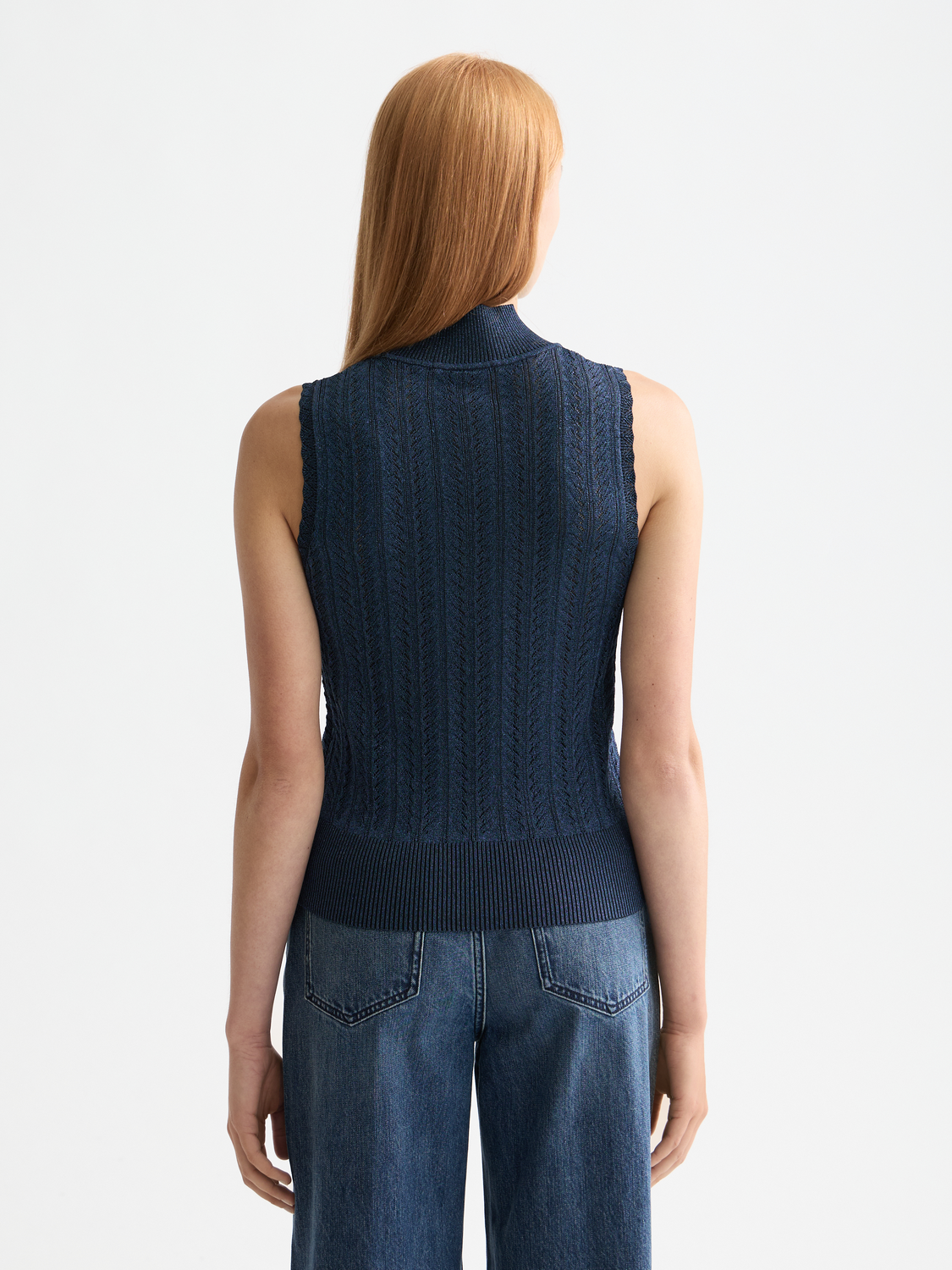 Metallic pointelle tank - Meteorite/Peacoat Metallic