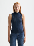 Metallic pointelle tank - Meteorite/Peacoat Metallic