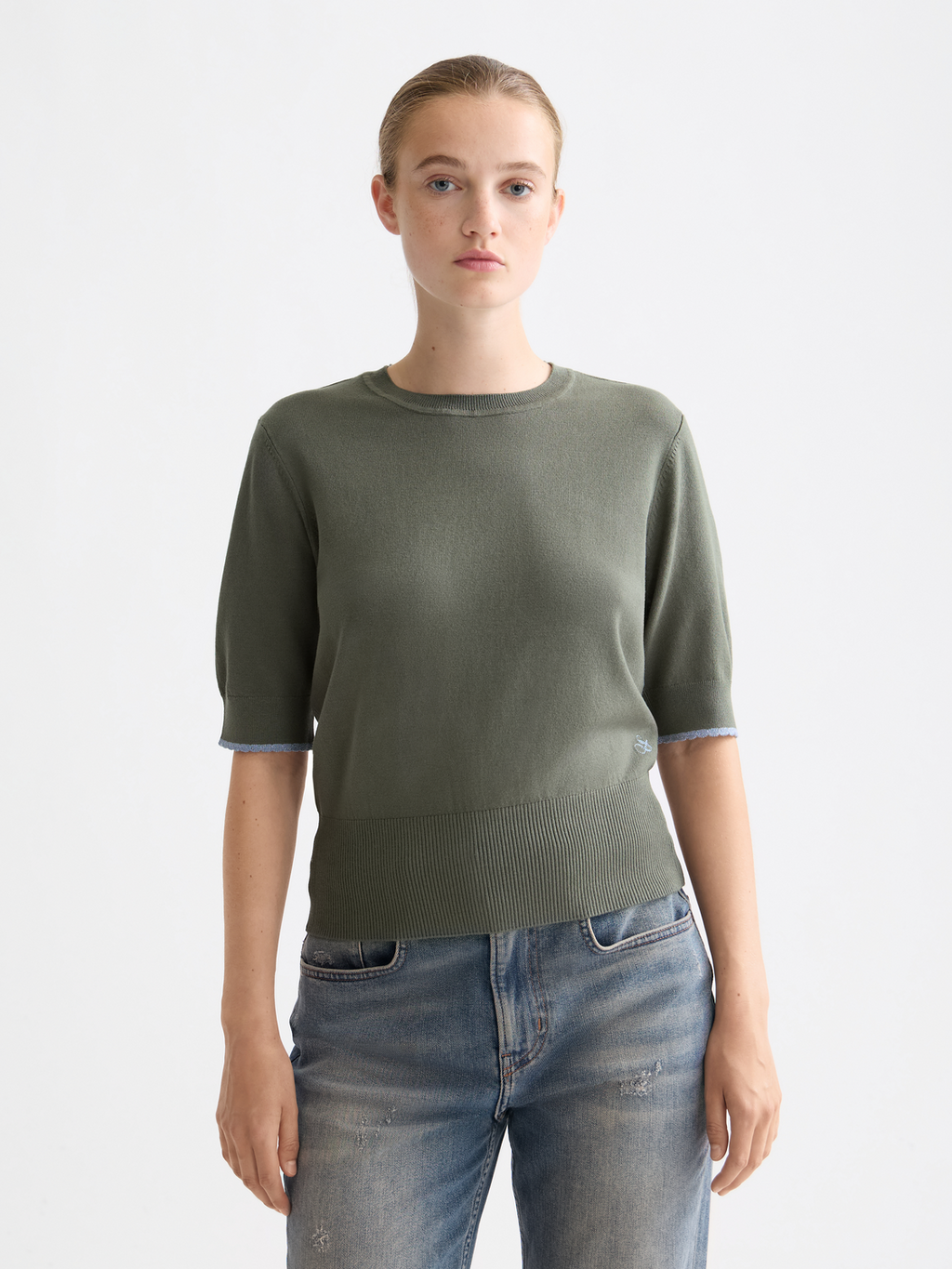 Short sleeved pullover top - Thyme