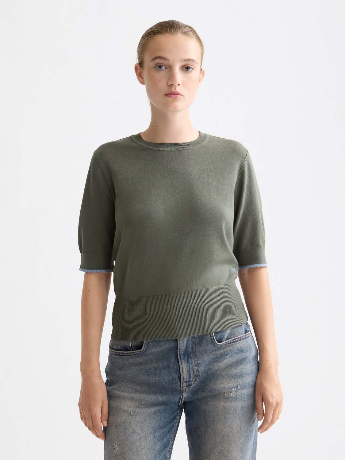 Short sleeved pullover top - Thyme