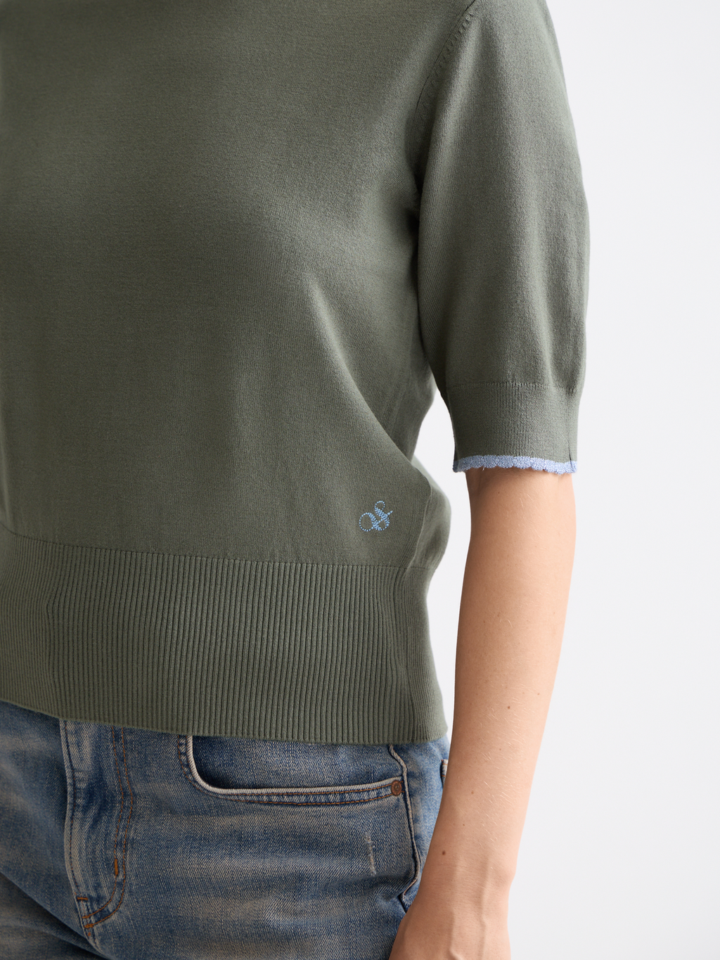 Short sleeved pullover top - Thyme