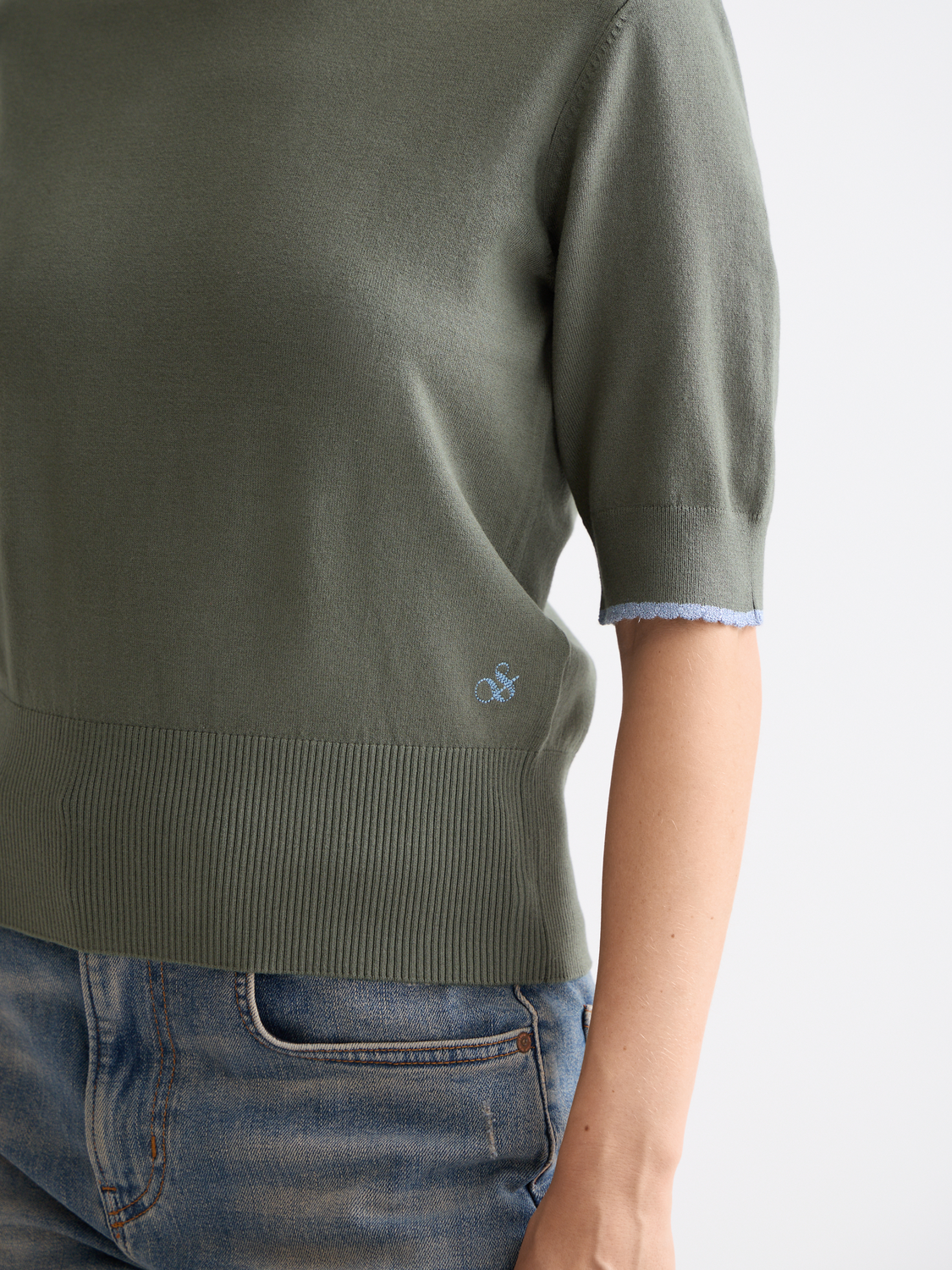 Short sleeved pullover top - Thyme