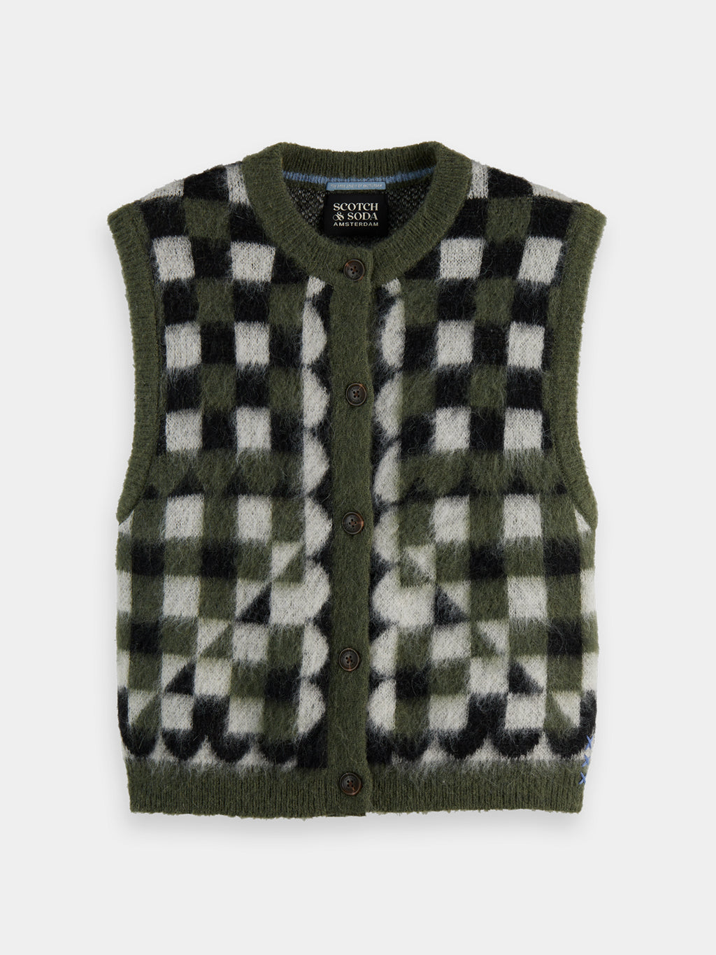 Fuzzy jacquard spencer - Thyme