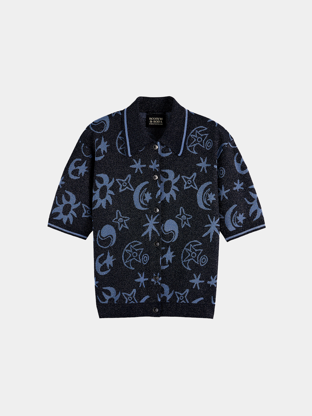 Jacquard short sleeve pullover - Cosmic Sky Spaced Carbon