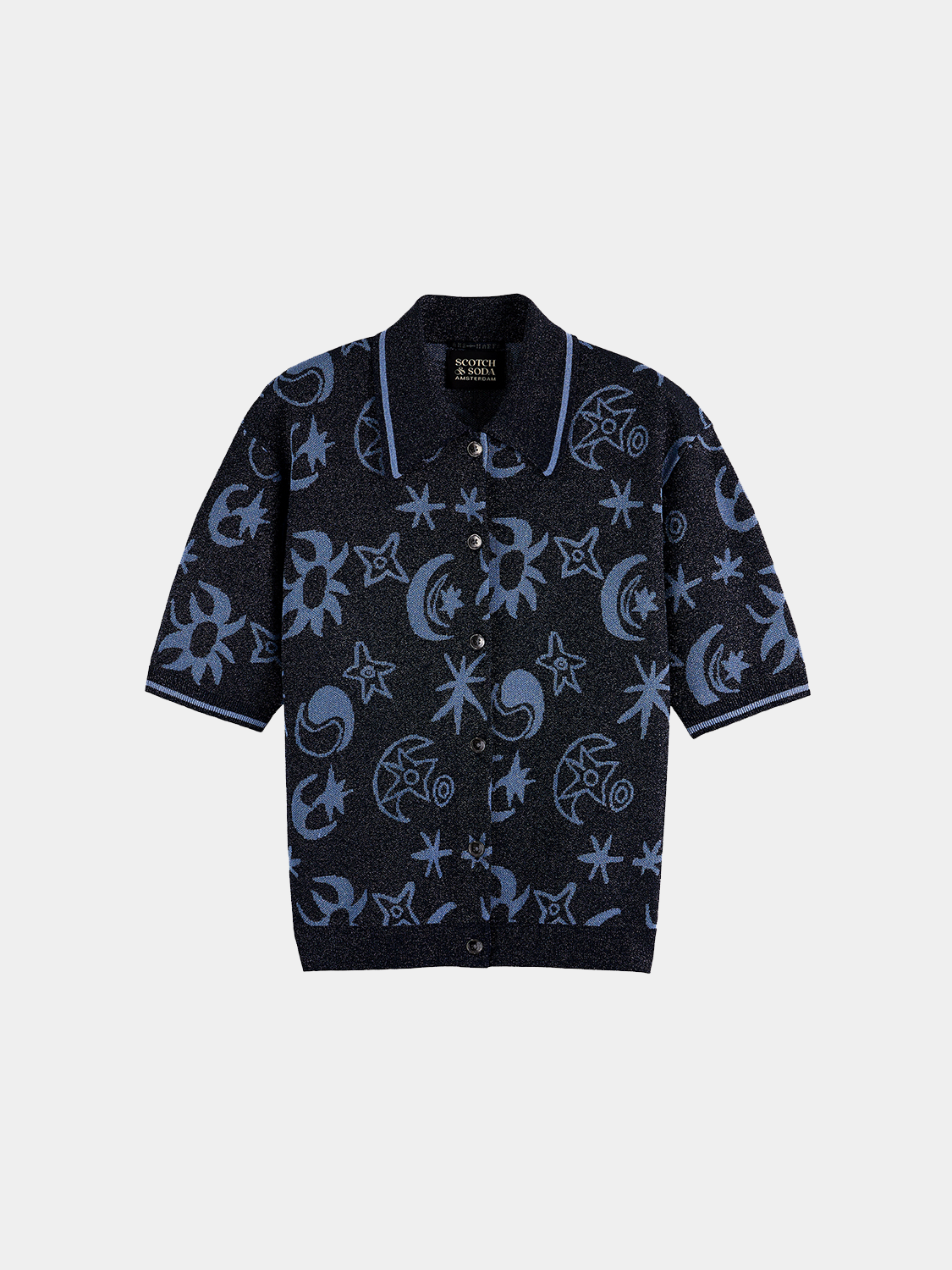 Jacquard short sleeve pullover - Cosmic Sky Spaced Carbon