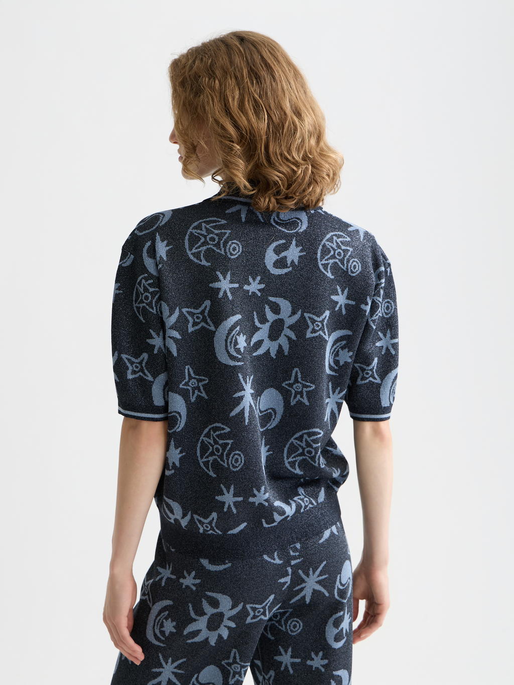 Jacquard short sleeve pullover - Cosmic Sky Spaced Carbon