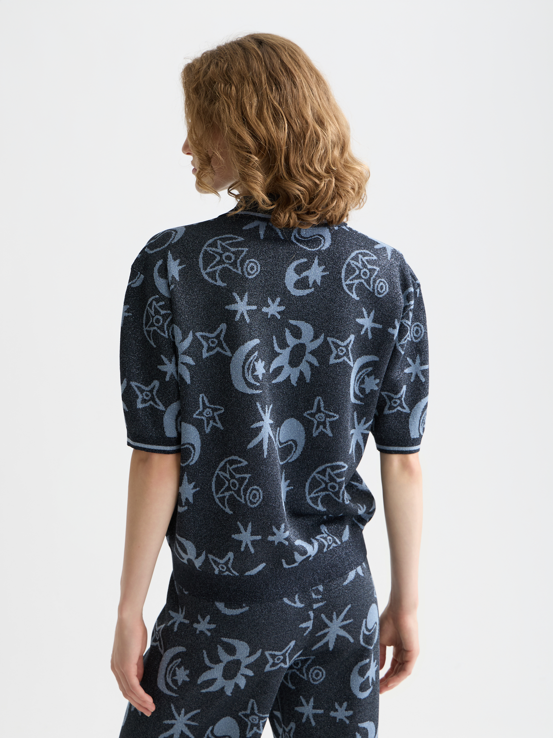 Jacquard short sleeve pullover - Cosmic Sky Spaced Carbon