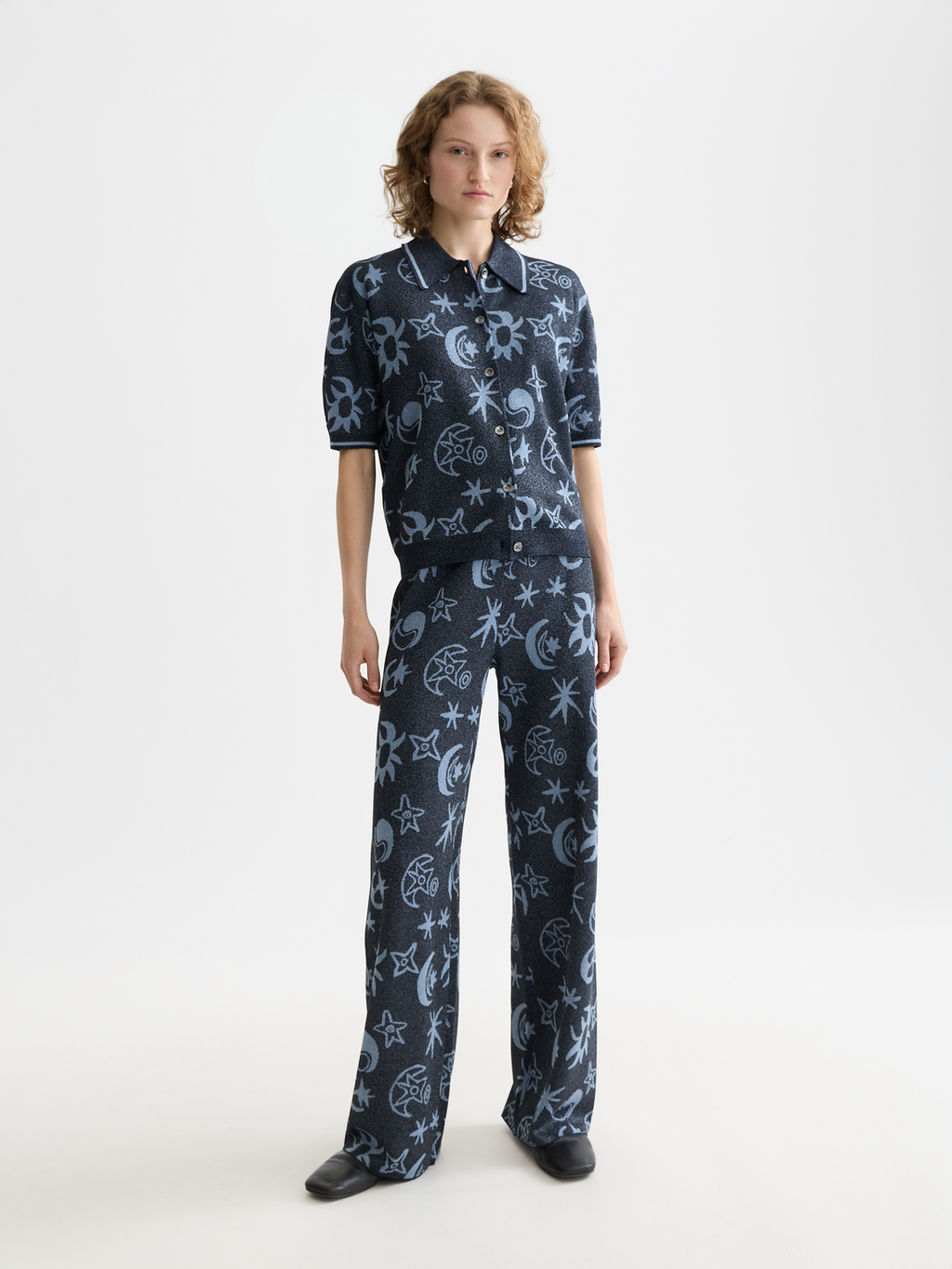 Jacquard short sleeve pullover - Cosmic Sky Spaced Carbon
