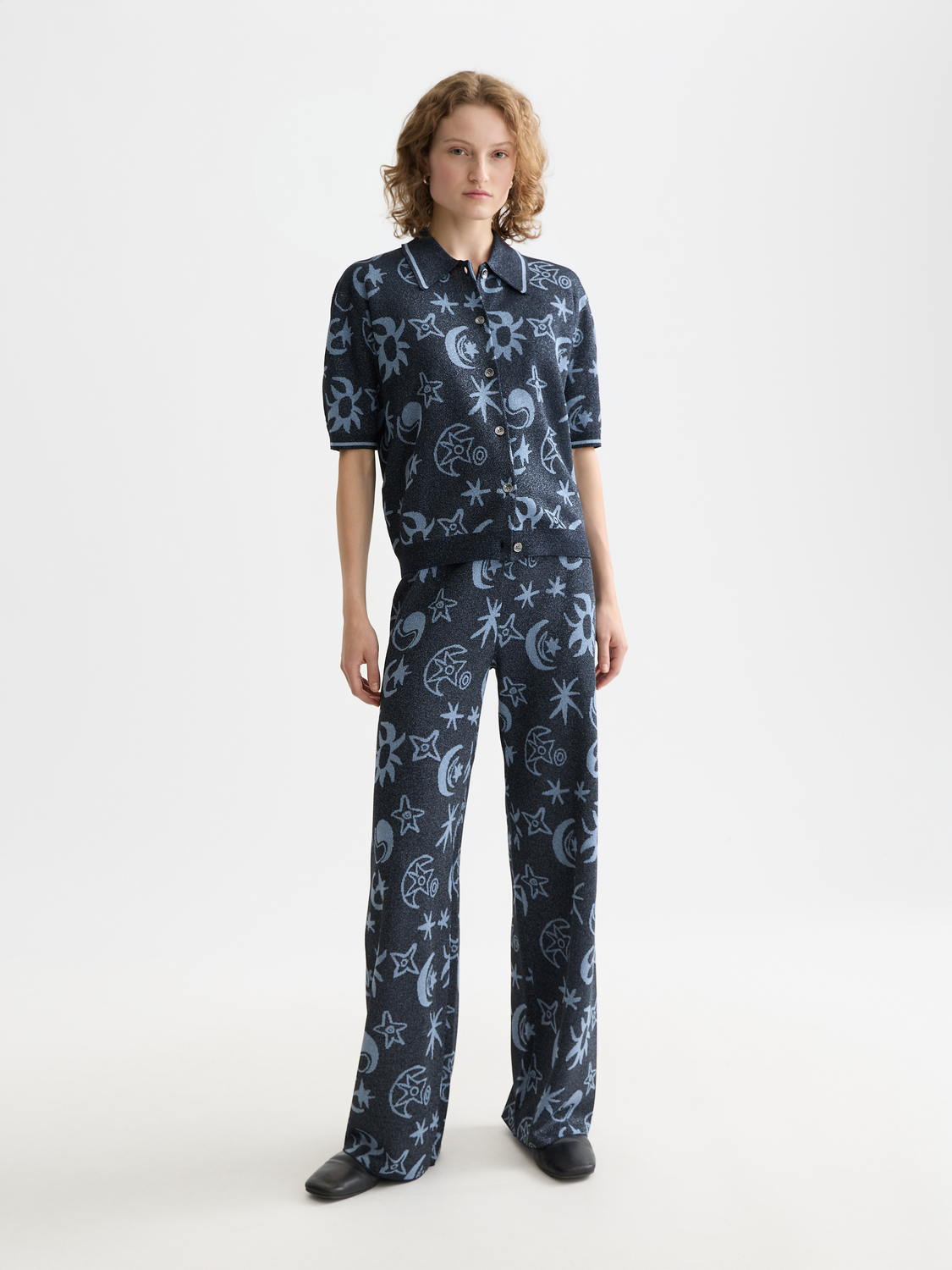 Jacquard short sleeve pullover - Cosmic Sky Spaced Carbon