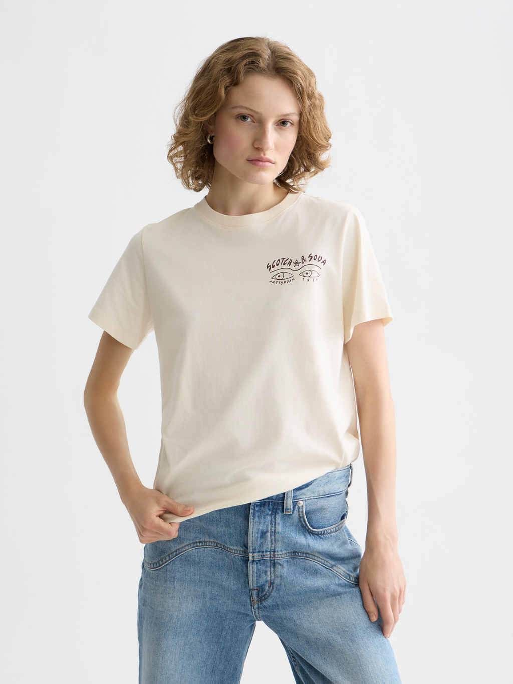 Scotch & Soda - Chest artwork t-shirt - Eggnog