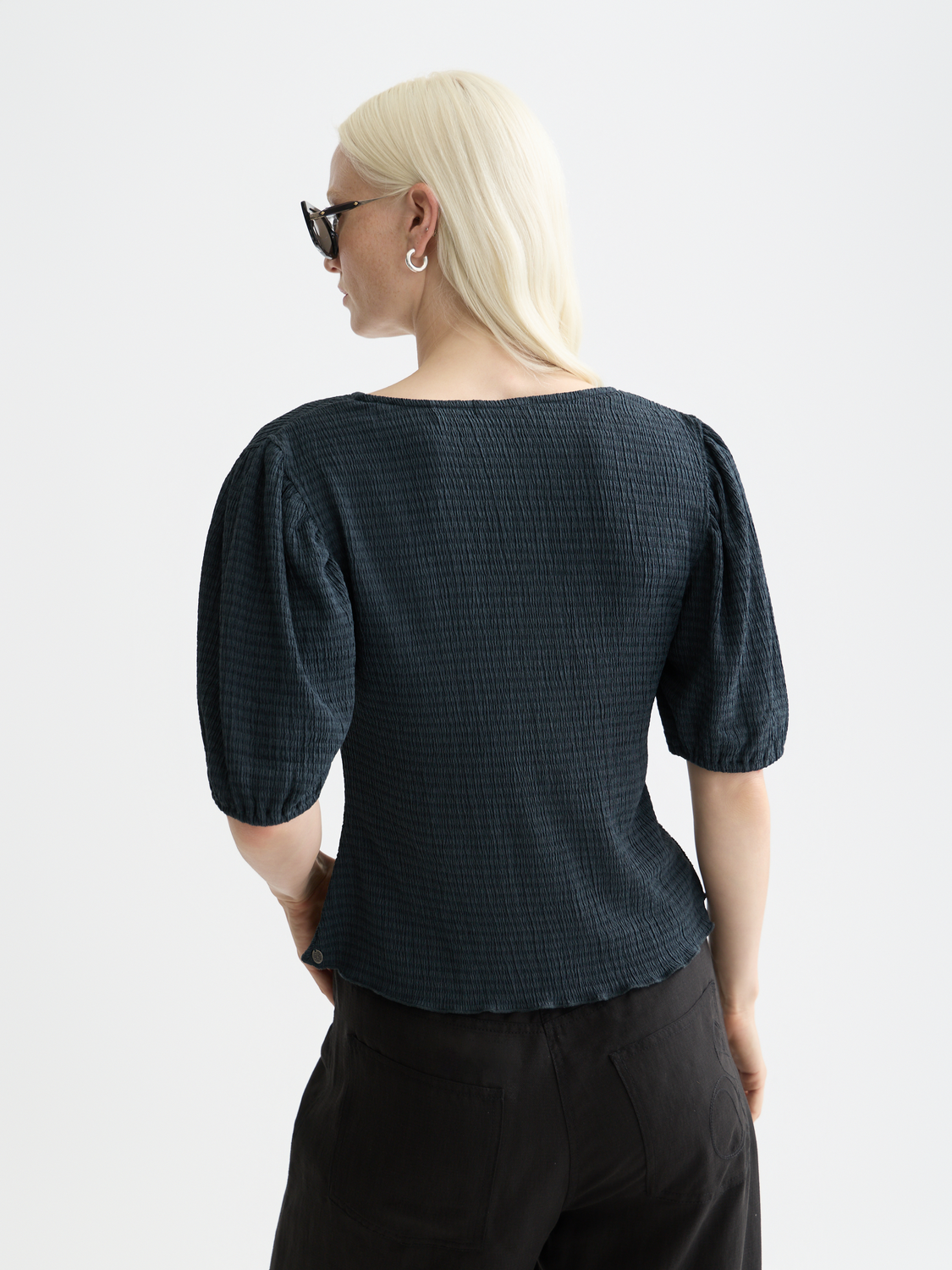 Structured v-neck top - Carbon
